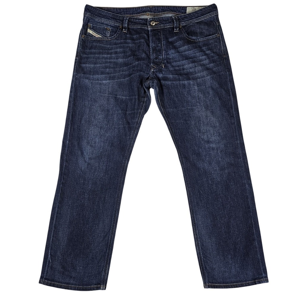 Diesel Jeans Mens 38x30 Dark Blue Larkee Whiskers Button Fly Modern Americana